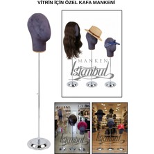 Manken İstanbul Özel Metal Standlı Kafa Mankeni Peruk Mankeni Aksesuar Mankeni - Vitrinler Için Özel Kafa Mankeni