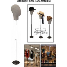 Manken İstanbul Özel Metal Standlı Kafa Mankeni Peruk Mankeni Aksesuar Mankeni - Vitrinler Için Özel Kafa Mankeni