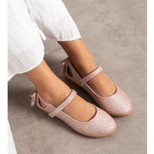 Surpie Shoes Kız Çocuk Ortopedik Tabanlı Babet, Pudra Renkli Düz Tabanlı Günlük Ayakkabı