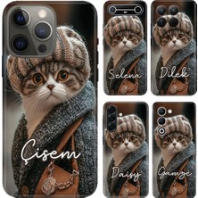 Nurdic Oppo Reno 4 5 6 7 13F 14F A54 A74 A16 Kılıf Isim Yazılı Silikon Parisli Kedi