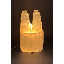 Gemsartdeco Selenit Doğaltaş Twin Tower Lamba 20 cm