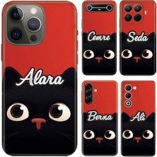 Nurdic iPhone 7 8 Se 11 12 13 14 15 16 16E 17 Pro Max Plus Kılıf Isim Yazılı Silikon Cat Red