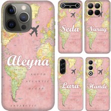 Nurdic Huawei Honor P30 P40 Mate 20 Lite Y9 Prime 2017 2019 Nova 12S Kılıf Isim Yazılı Pembe Harita