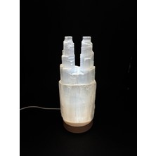 Gemsartdeco Selenit Doğaltaş Twin Tower Dar Lamba 20 cm