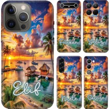 Nurdic Huawei Honor P30 P40 Mate 20 Lite Y9 Prime 2017 2019 Nova 12S Kılıf Isim Yazılı Beach Summer