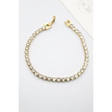 Royaleks Taşlı Su Yolu Çelik Bileklik - Altın