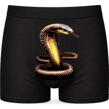 Onudabunuda Baskılı Erkek Boxer Kobra Desenli Pamuklu Kırmızı Siyah