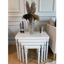 Aysa Mobilya 4lü Beyaz Beyaz Lüx Mdf Ahşap Zigon Sehpa