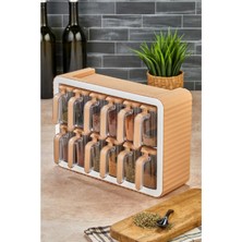 Brentino 12’li Standlı Kaşıklı Baharatlık Seti Şeffaf Kap 12 Bölmeli Tezgah Üstü Düzenleyici