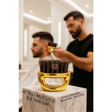 Modacar Gold Fade Fırçası - %100 At Kılı Profesyonel Berber Ense ve Geçiş Fırçası - Lüks Altın Seri