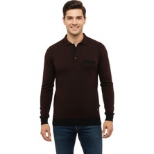 Çizgi Triko Erkek Polo Yaka Kazak Cepli Çelik Örgü Klasik Kalıp 5208F BGL-ST04963