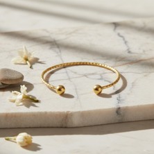 Sevil Gülgün Atelier Saf Pirinç Kristal Tel Tasarım El Yapımı Kelepçe Bileklik - Işıltılı Kadın Takı