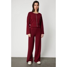 On Triko Beli Lastikli Bol Paça Triko Pantolon 63321