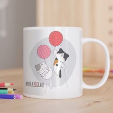 Asilmeydan Balonlu Kedicikler Baskılı Hediyelik Kupa Bardak