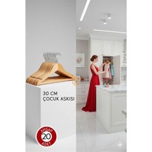 Pazarcan 20'li Lüks Masif Ahşap Çocuk Askı Seti - Elena Rostova Stil Seçkisi - 30 cm