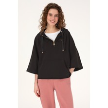 U.S. Polo Assn. Kadın Siyah Basic Sweatshirt 50319959-VR046
