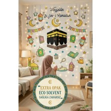 Kt Grup Ramazan Ayı, Kabe ve Ramazan Figürleri Mat Görünümlü Cam Duvar Sticker Seti