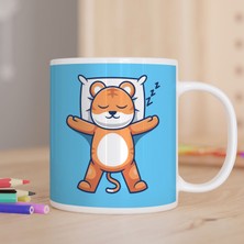 Asilmeydan Uyuyan Turuncu Kedi Baskılı Hediyelik Kupa Bardak