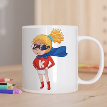 Asilmeydan Süperkahraman Gözlüklü Gülümseyen Kadın Hediyelik Kupa Bardak