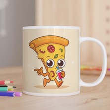 Asilmeydan Meyve Suyu İçen Sevimli Pizza Baskılı Hediyelik Kupa bardak