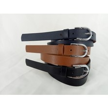Azze 2cm Genişlikte,taba,lacivert,siyah 3'lü Set Klasik Kadın Kemeri
