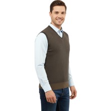 Çizgi Triko Erkek V Yaka Süveter Çelik Örgü Regular Kalıp 5208H BGL-ST04960