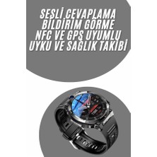 Dinç Store 44 Akıllı Saat Titanyum Kasa Yuvarlak Ekran Alarm Uyku ve Sağlık Takibi Titreşimli Dinç Store