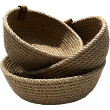 Ms Milasewing 3’lü Set Dekoratif Jüt Hasır Sepet Takımı - El Örmesi Çok Amaçlı Organizer