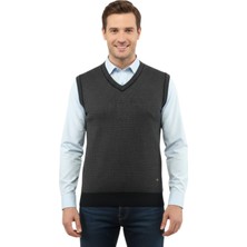 Çizgi Triko Erkek V Yaka Süveter Çelik Örgü Regular Kalıp 5208H BGL-ST04960