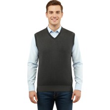 Çizgi Triko Erkek Büyük Beden V Yaka Süveter Çelik Örgü 5208H BGL-ST04961