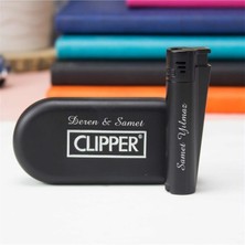 Keyfim Shop Kişiye Özel Clipper Marka Pürmüz Alevli Metal Çakmak Mat Siyah