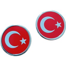 LTG Nova Türk Bayrağı Yuvarlak Etiket Metal Sticker 5cm 2' Li