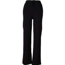 Trender Modal Fitilli Bol Paça Siyah Kadın Pantolon 2455B