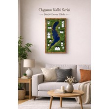 Anı Atölyesi El Yapımı Ahşap Çerçeveli Gerçek Yosun ve Epoksi Göl ve Yayla Evi Temalı Doğa/manzara Tablo (40X50)