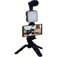 SARVONA Telefon Tutucu Mikrofonlu Işıklı Youtuber Video Kayıt