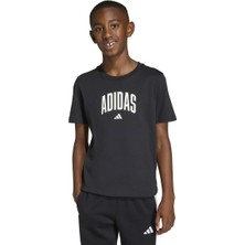 Adidas Collegiate Graphic Çocuk Siyah Yuvarlak Yaka Tişört