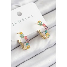 Pirinç Renkli Papatya Model Gold Renk Kadın Küpe