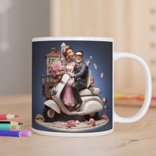 Asilmeydan Motorda Mutlu Gelin ve Damat Baskılı Hediyelik Kupa Bardak