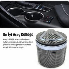 Stilix Garage Üniversal Porselen Yanmaz Koku Geçirmez Mavi Işıklı Lüx Oto Küllük Dumansız Kapaklı Silver Renk