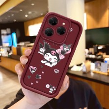 HONTINGA Tecno Spark 20 Pro Spark 20C Uyumlu Telefon Kılıfı Düşüme Önleyici Basitlik Anti Düşme Kamera Korumali Karikatür Bordo Desen Yumuşak Silikon Telefon Kılıfı K2-7066