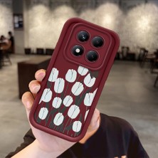 HONTINGA Xiaomi Redmi Note 14 Pro Plus 5g Note 14S 4g Uyumlu Telefon Kılıfı Düşüme Önleyici Basitlik Anti Düşme Kamera Korumali Çiçek Bordo Desen Yumuşak Silikon Telefon Kılıfı K2-7044