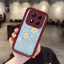 HONTINGA Xiaomi Redmi Note 14 Pro Plus 5g Note 14S 4g Uyumlu Telefon Kılıfı Düşüme Önleyici Basitlik Anti Düşme Kamera Korumali Süs Eşyası Bordo Desen Yumuşak Silikon Telefon Kılıfı K2-7131