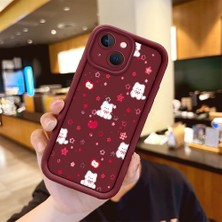 HONTINGA iPhone 15 Pro Max iPhone 15 Plus Uyumlu Telefon Kılıfı Düşüme Önleyici Basitlik Anti Düşme Kamera Korumali Kiraz Bordo Desen Yumuşak Silikon Telefon Kılıfı K2-7150
