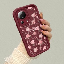 HONTINGA Xiaomi 11T Pro 12 Lite 12T 13T Pro 13 Lite 5g Uyumlu Telefon Kılıfı Düşüme Önleyici Basitlik Anti Düşme Kamera Korumali Çiçek Bordo Desen Yumuşak Silikon Telefon Kılıfı K2-7044