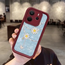 HONTINGA Xiaomi Redmi Note 14 Pro Plus 5g Note 14S 4g Uyumlu Telefon Kılıfı Düşüme Önleyici Basitlik Anti Düşme Kamera Korumali Süs Eşyası Bordo Desen Yumuşak Silikon Telefon Kılıfı K2-7131