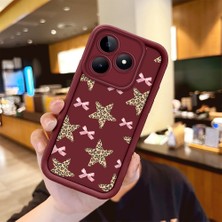 HONTINGA Realme C51 C53 C55 Uyumlu Telefon Kılıfı Düşüme Önleyici Basitlik Anti Düşme Kamera Korumali Süs Eşyası Bordo Desen Yumuşak Silikon Telefon Kılıfı K2-7131