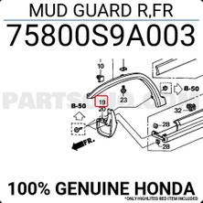 TŞT Honda Crv Arka Tampon Alt Parça Sağ 2002-2004 (Oem No:  75800S9A003)