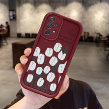 HONTINGA Samsung Galaxy A72 A73 5g 4g Uyumlu Telefon Kılıfı Düşüme Önleyici Basitlik Anti Düşme Kamera Korumali Çiçek Bordo Desen Yumuşak Silikon Telefon Kılıfı K2-7044