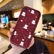 HONTINGA iPhone 7 8 Se 2022 2020 Uyumlu Telefon Kılıfı Düşüme Önleyici Basitlik Anti Düşme Kamera Korumali Kiraz Bordo Desen Yumuşak Silikon Telefon Kılıfı K2-7150