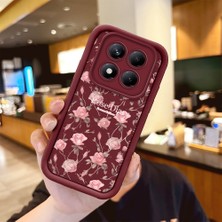 HONTINGA Xiaomi Redmi Note 14 Pro Plus 5g Note 14S 4g Uyumlu Telefon Kılıfı Düşüme Önleyici Basitlik Anti Düşme Kamera Korumali Çiçek Bordo Desen Yumuşak Silikon Telefon Kılıfı K2-7044